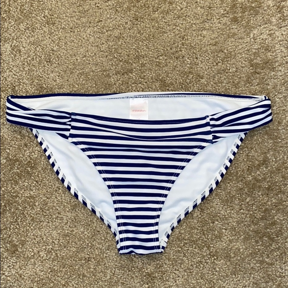 Navy stripe bikini bottom